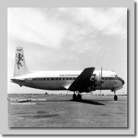 Caledonian DC7C G-AOIE 08-02-1965 at LGW