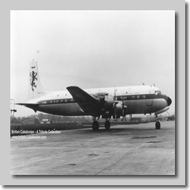 Caledonian DC7C G-ASHL at LGW 27-4-1963