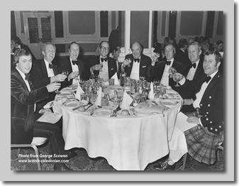 Burns Night Supper:  Travel Agents with George Scowen (2nd from left) and Ray Jackson (far right)