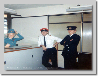 Around 1966, Hostie Beatrice Falher, Trevor (Service Control Supervisor) and Jerry Cornish (Load Control Supervisor) 